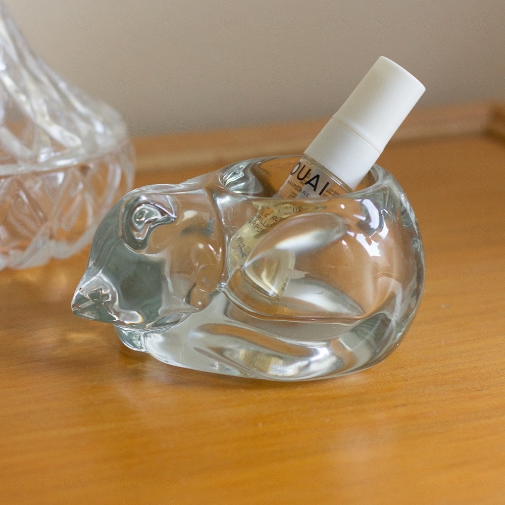 Glass Cat Candle Holder Decor